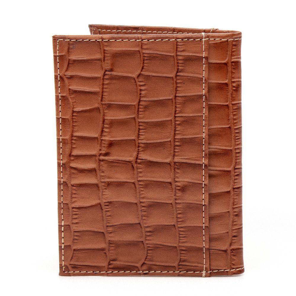 Porta Cartão em Couro Croco Camel Vitória