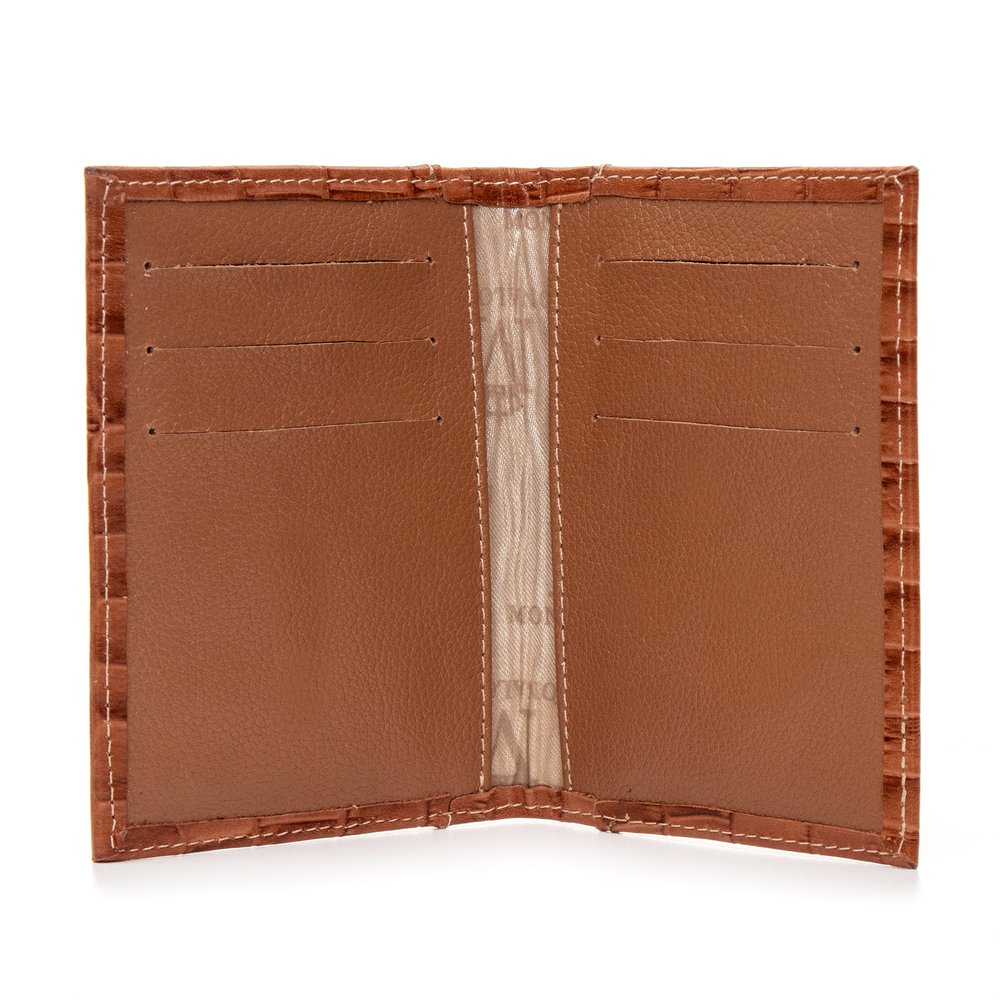 Porta Cartão em Couro Croco Camel Vitória