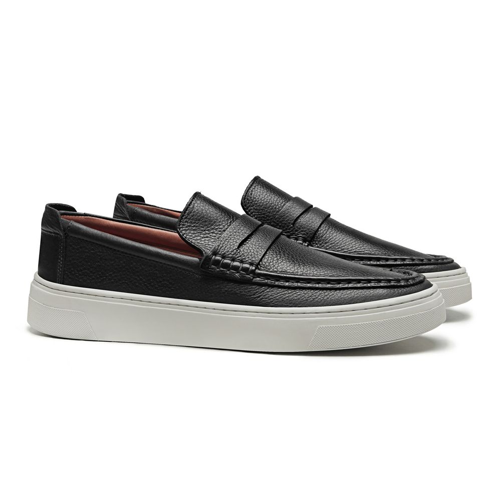 Sapato Loafer Masculino em Couro Preto - 8606-1827... - Loja AF