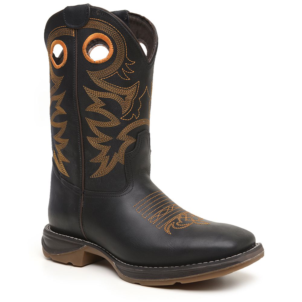 BOTA JUMP BICO QUADRADO RÚSTICO PRETO - CANO ELÁSTICO 