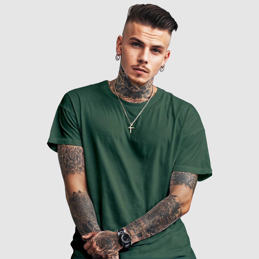 Camiseta Tradicional Lisa Gola Redonda 100% Algodão Fio 30.1 - Verde Militar