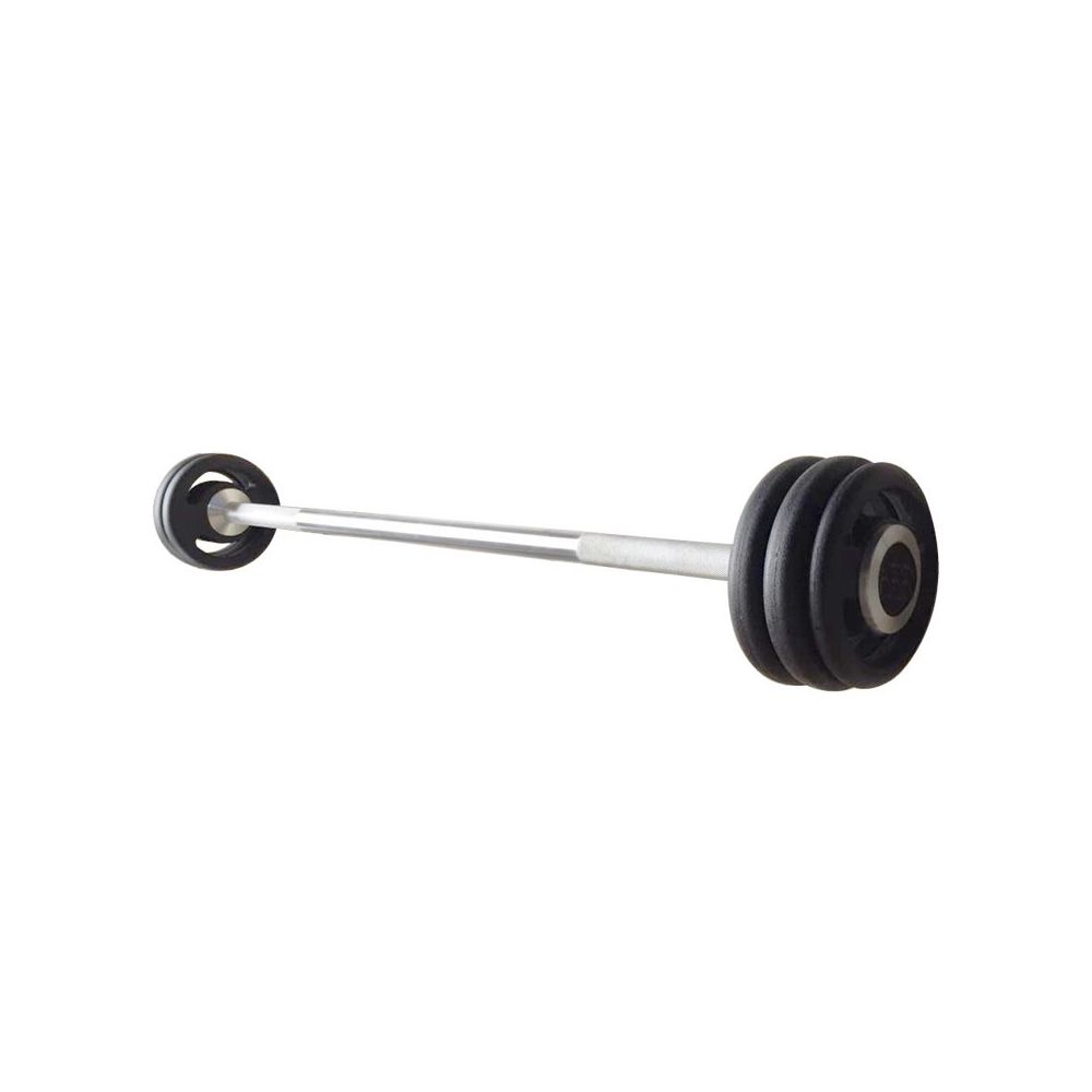Barra Cromada Recartilhada Montada Anilha Injetada 14Kg