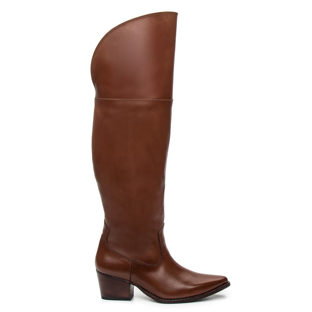 BOTA TEXANA OVER FEMININA COURO CARAMELO
