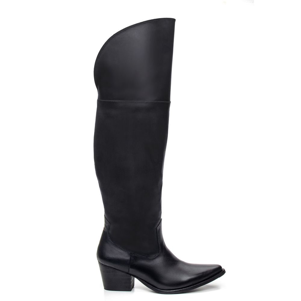 BOTA TEXANA OVER FEMININA COURO PRETO