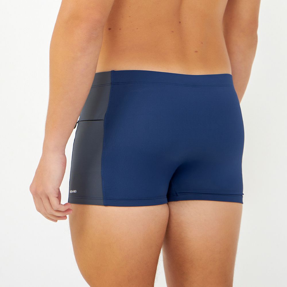 SUNGA BOXER COM ZIPER MARINHO C/ GRAFITE