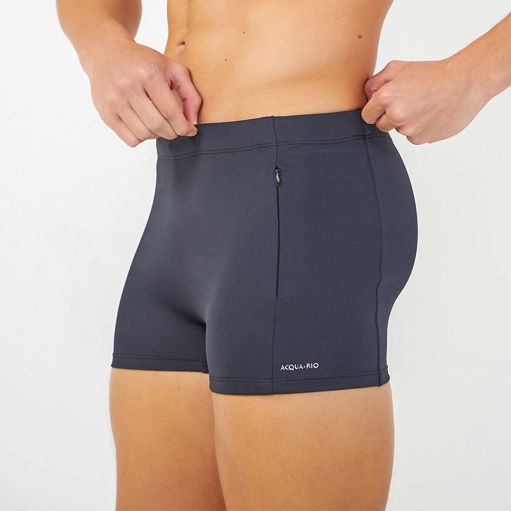 SUNGA BOXER COM ZIPER VERTICAL PRETO