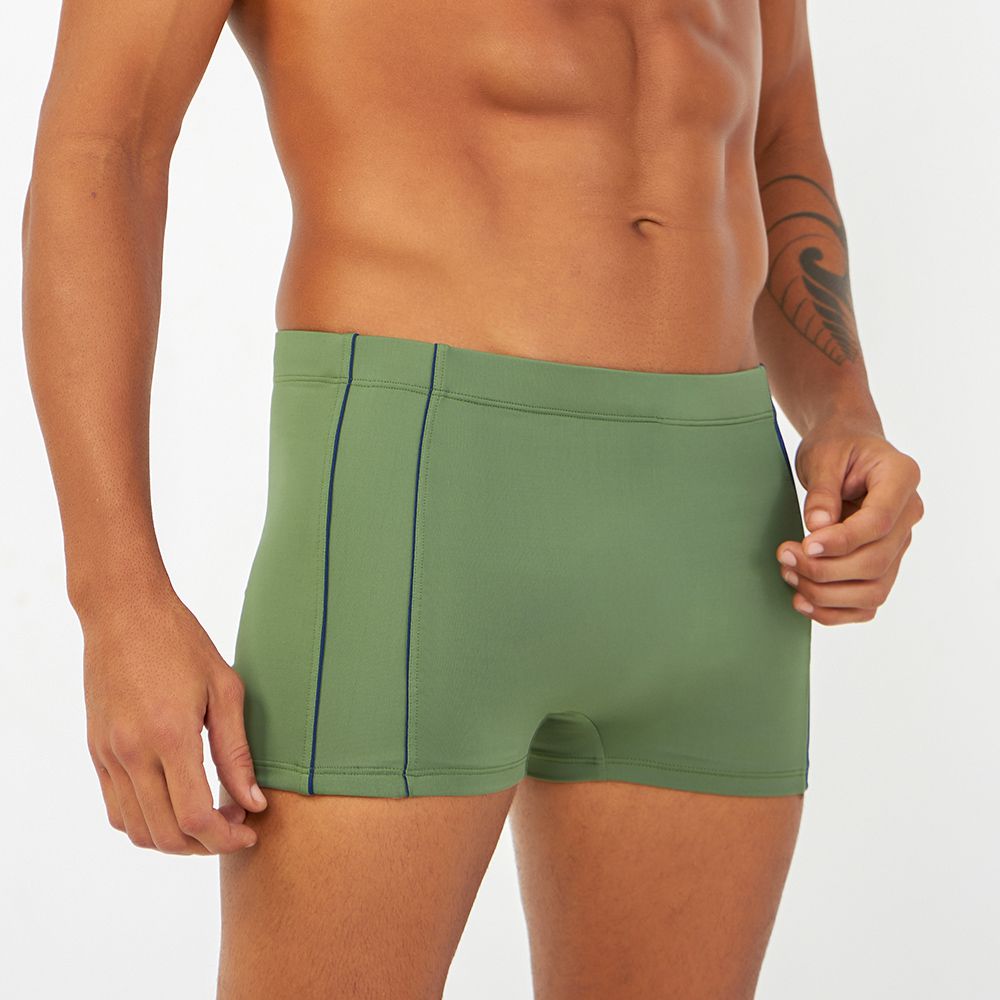 SUNGA BOXER COM RECORTE VERDE MILITAR C/ MARINHO