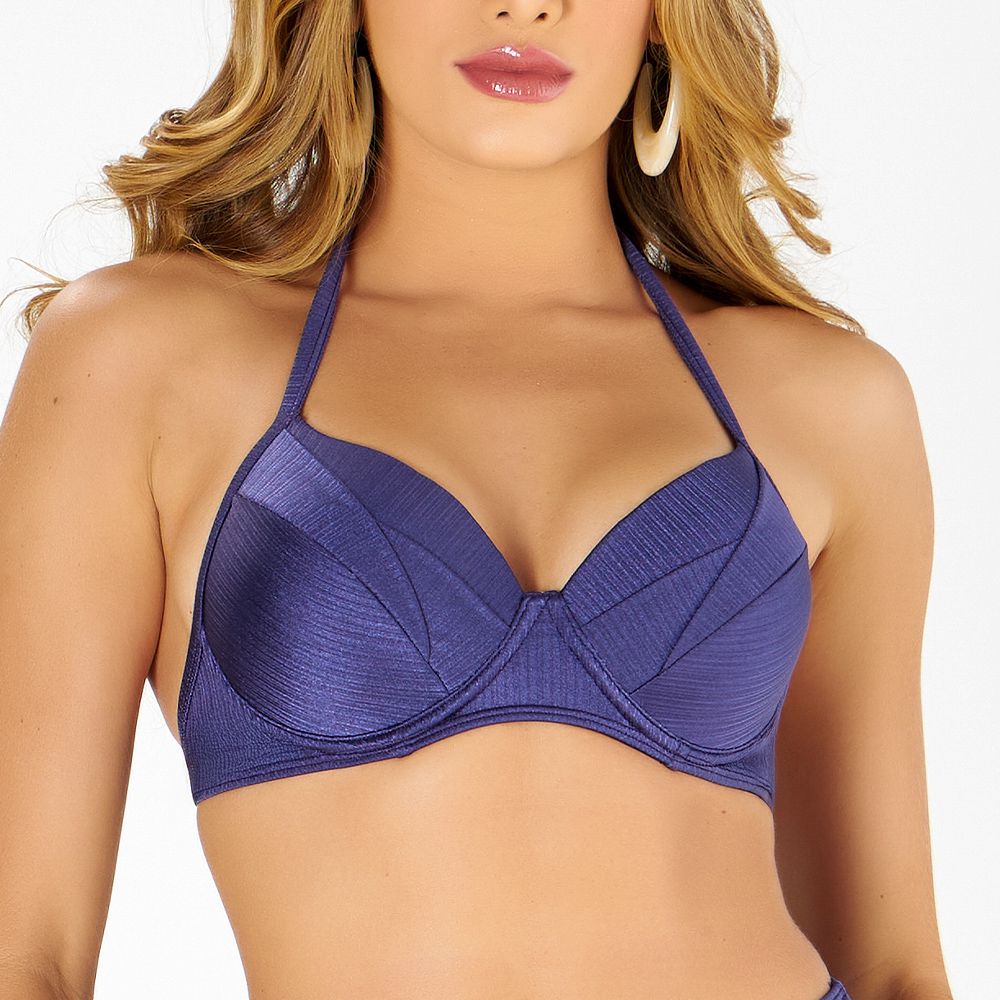 TOP COM BOJO E PREGAS AZUL LUZEIRO