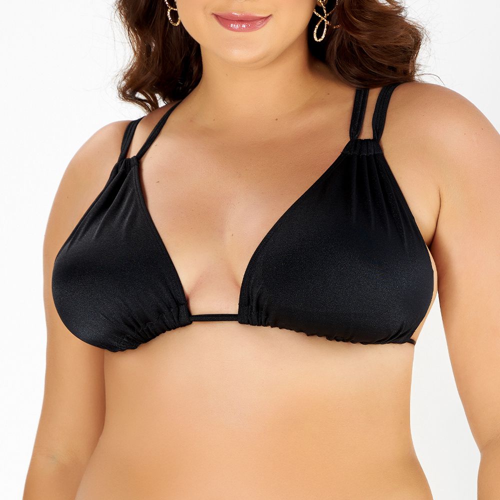 TOP CORTININHA LISO PRETO