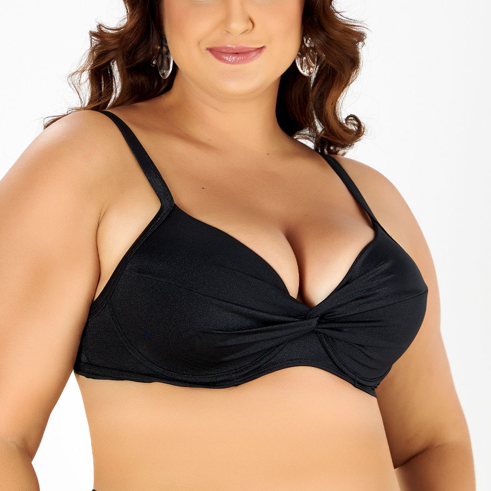 TOP PLUS C/ NÓ LISO PRETO