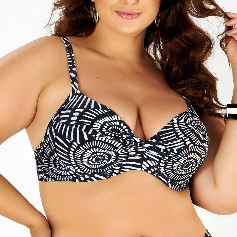 TOP PLUS COM NÓ ESTAMPADO OURICO DO MAR