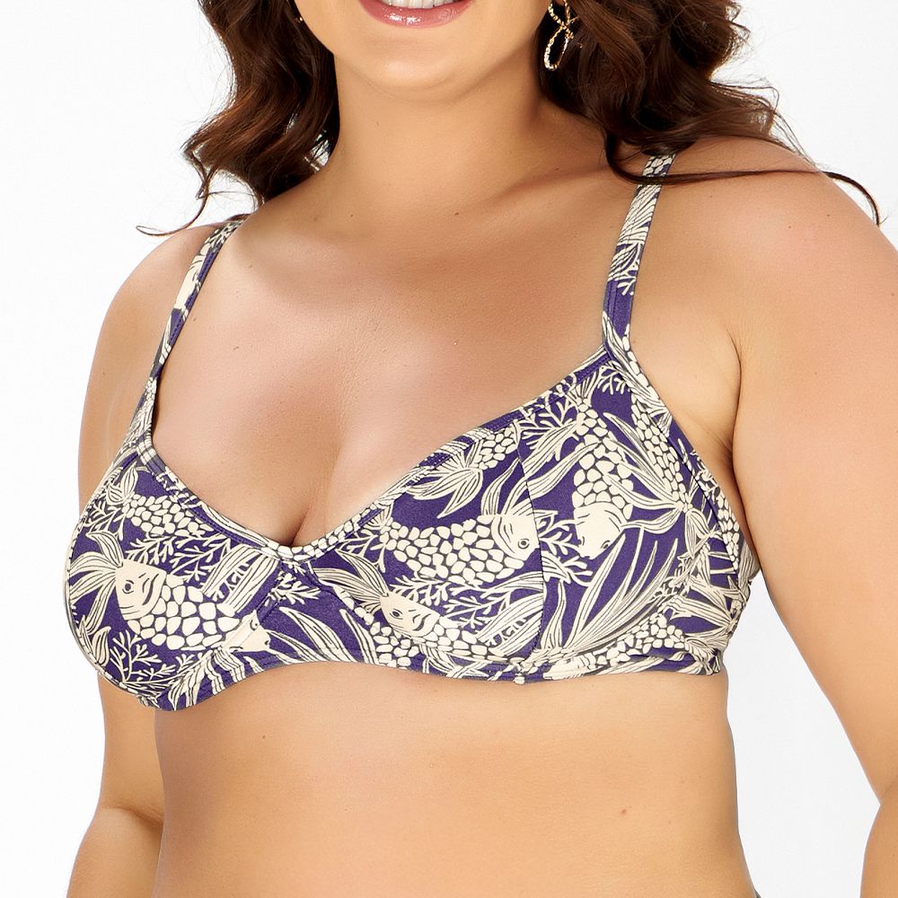 TOP MEIA TAÇA PLUS ESTAMPADO FUNDO DO MAR