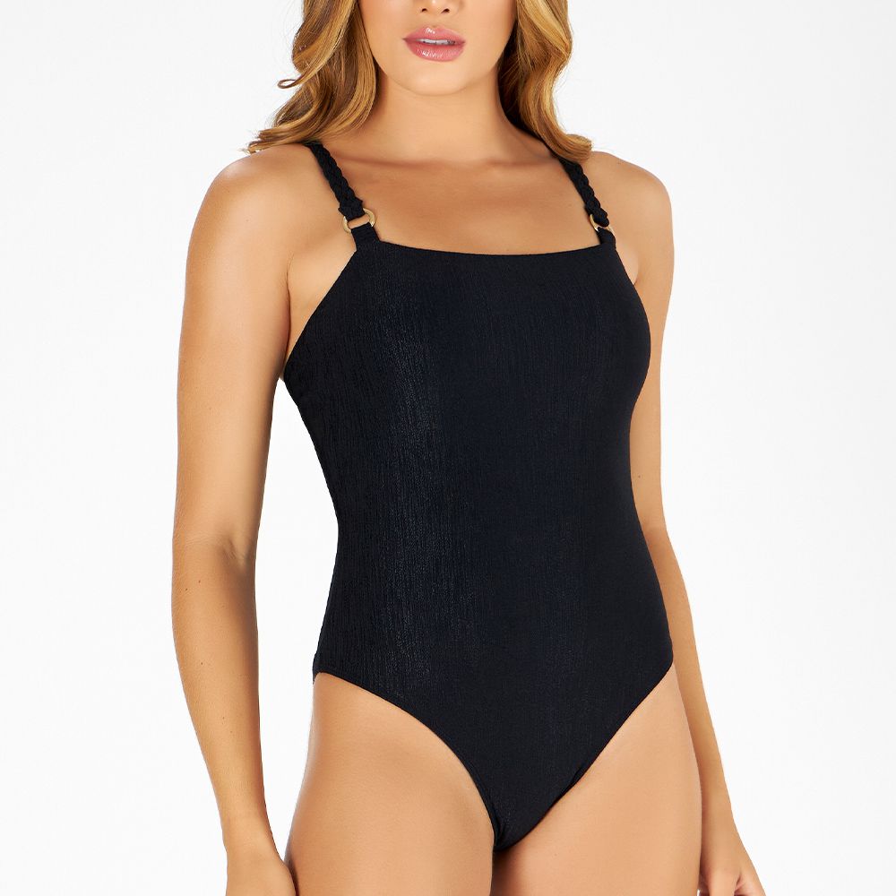 BODY BEACH COM ALÇA E TRANÇA LISO PRETO