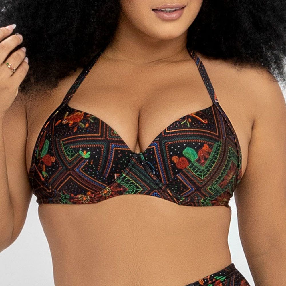 Top C/ Bojo e Recorte Estampado Arte Popular