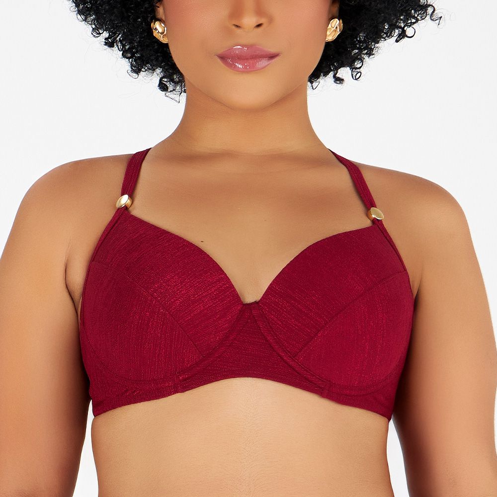 TOP COM BOJO E RECORTE LISO HIBISCO