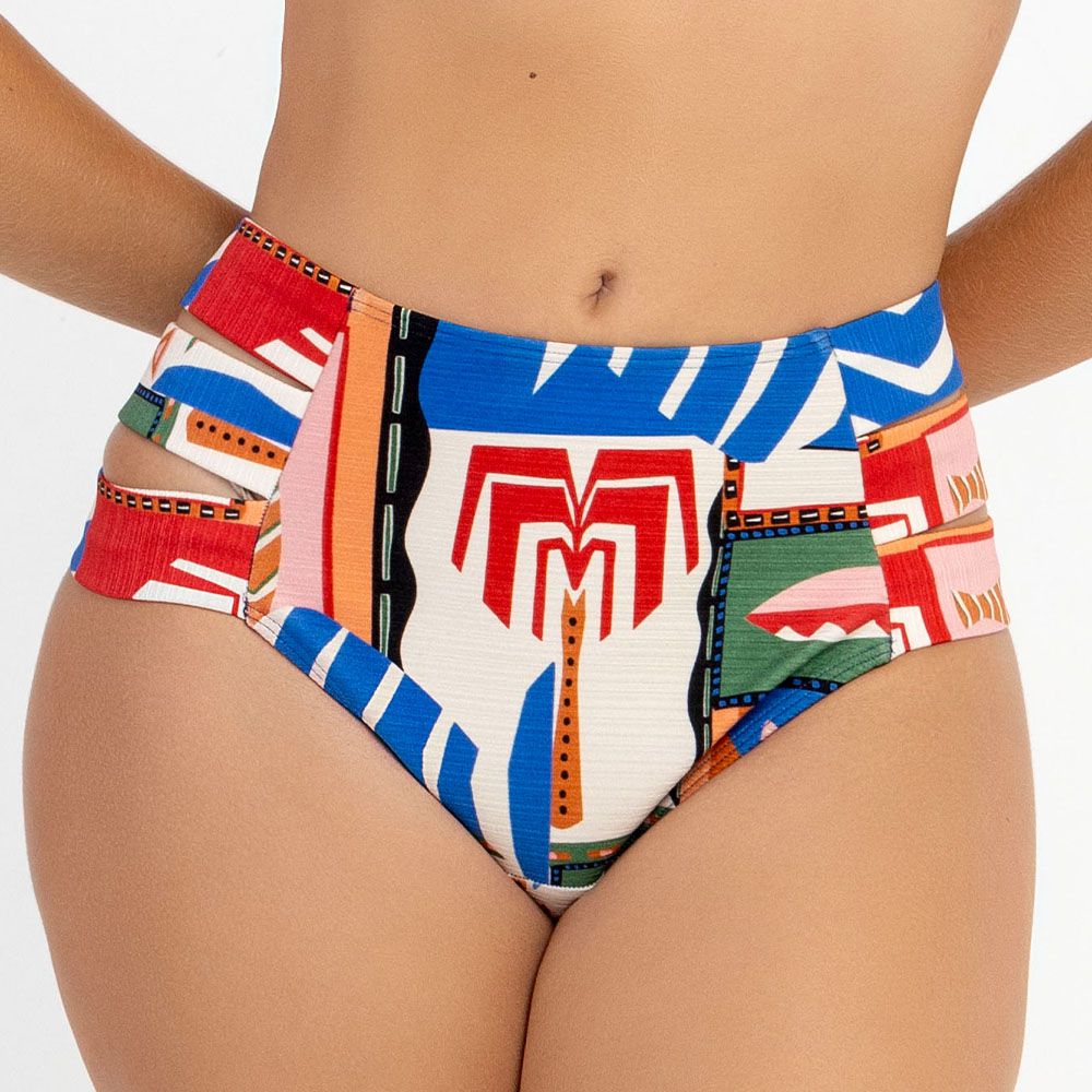 BIQUINI MAX ZERO BARRIGA ESTAMP C/ FAIXAS LATERAIS LITORANEA