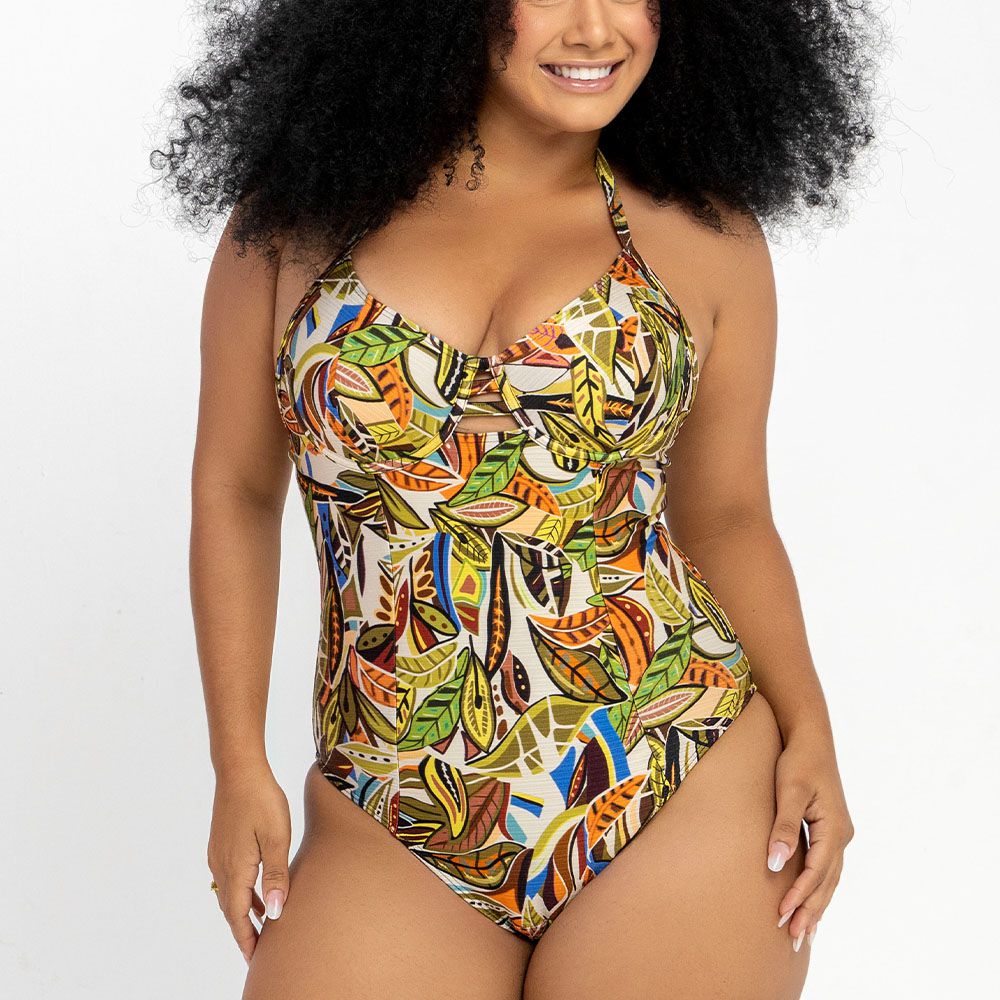 MAIÔ MEIA TAÇA ESTAMPADO ZERO BARRIGA FLORESTA VERDE