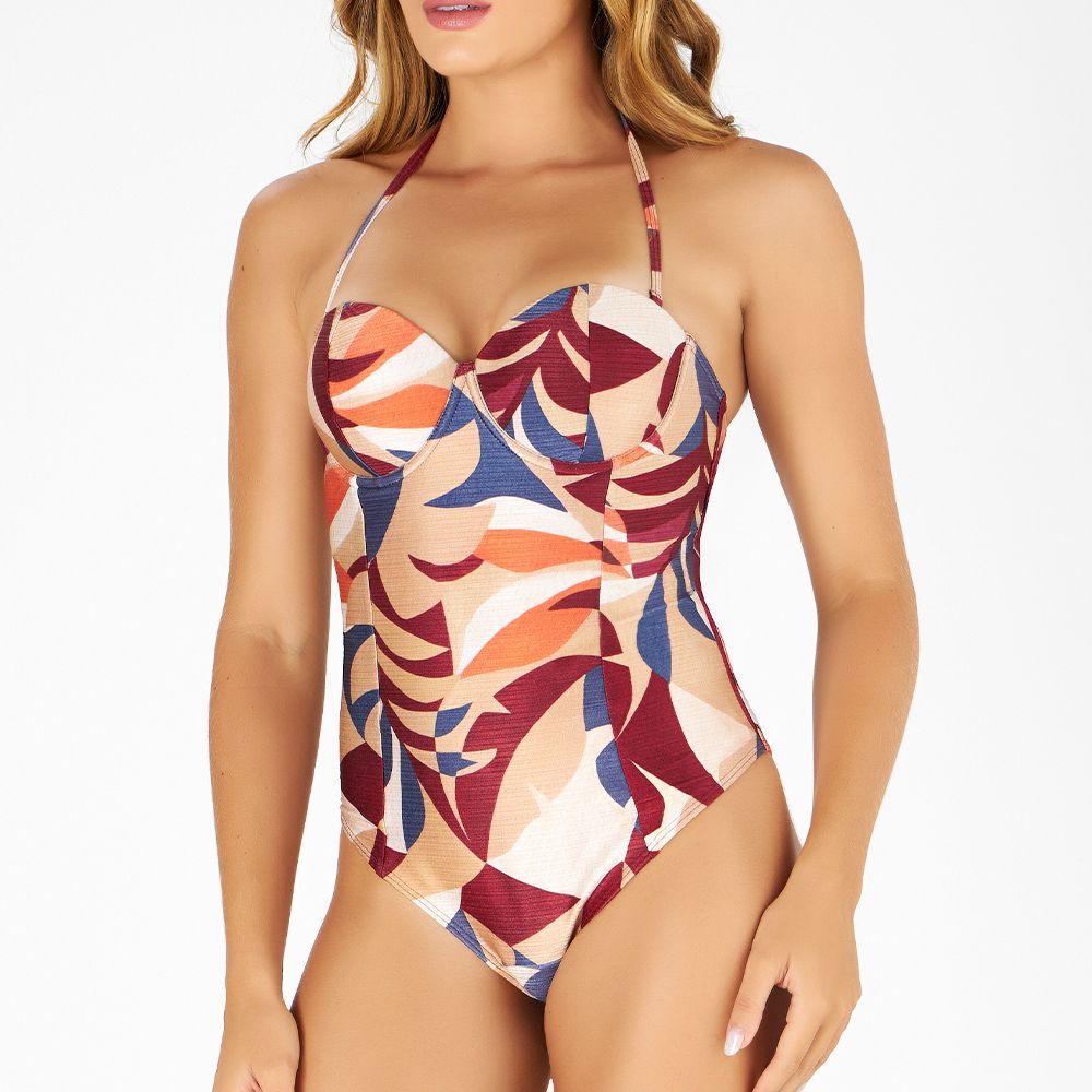 MAIO BUSTIE C/ BOJO ESTAMPADO ZB FOLHAGEM AQUARELADA