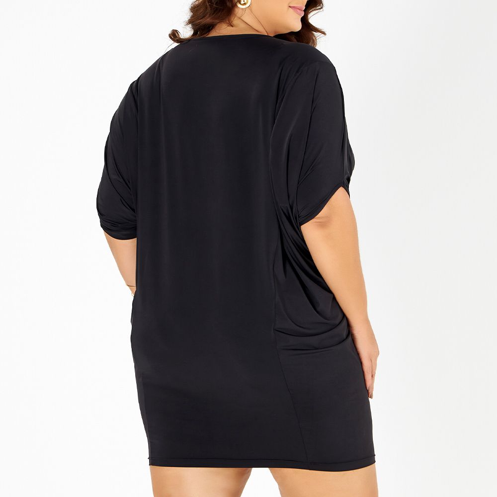 Vestido Blusao Gola v Preto