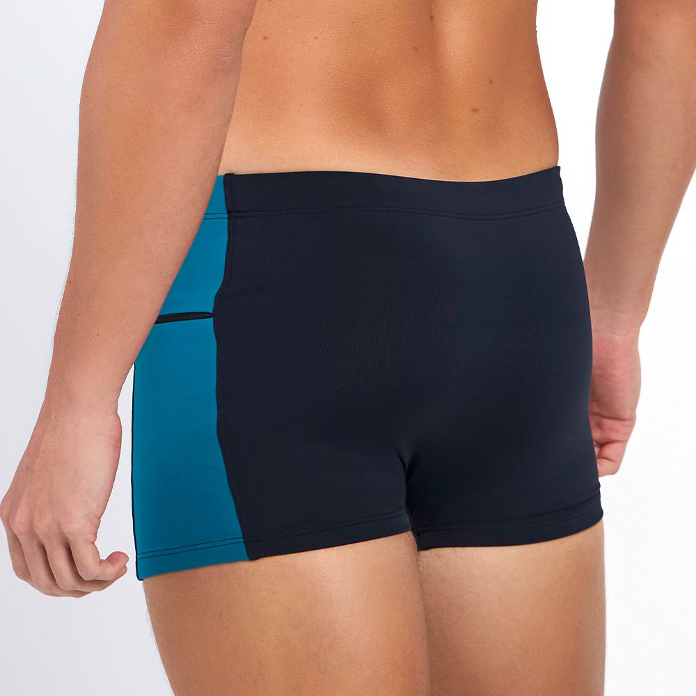Sunga Boxer Com Ziper Preto Com Verde Petroleo