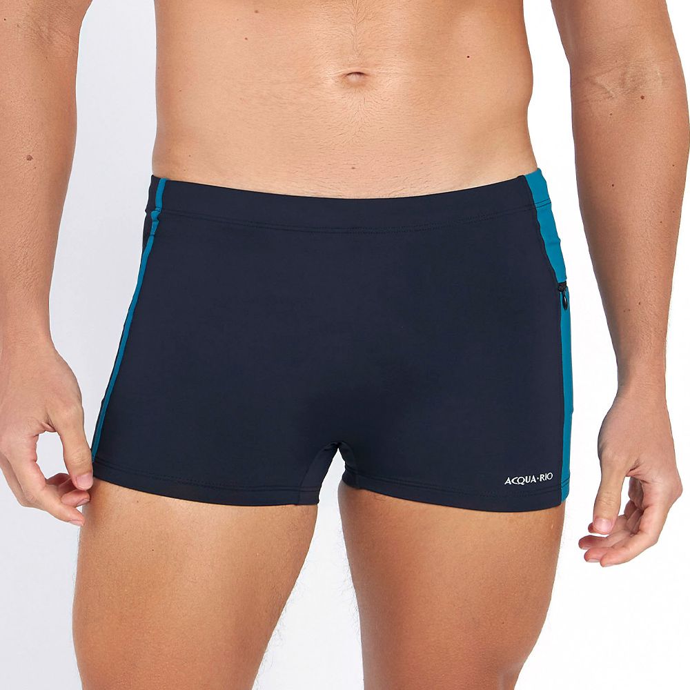 SUNGA BOXER COM ZIPER PRETO COM VERDE PETROLEO