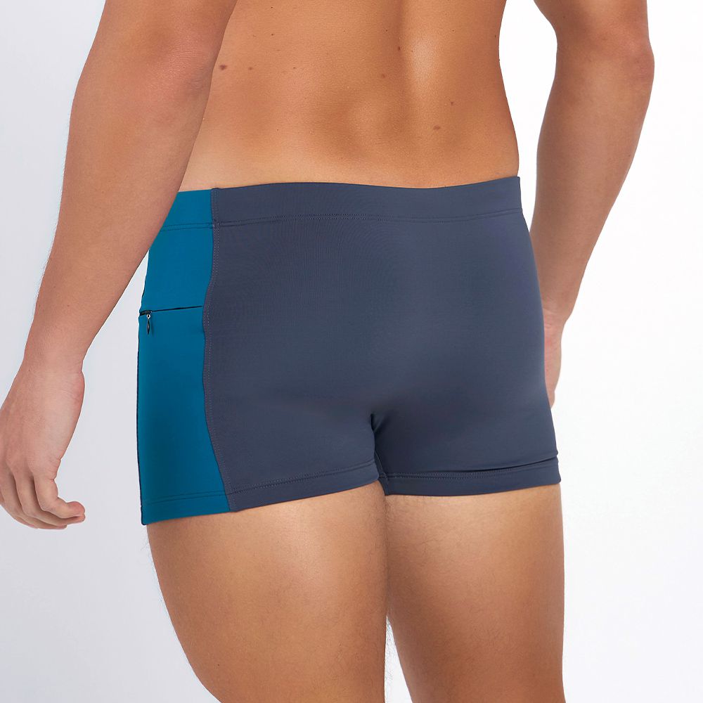 Sunga Boxer Com Ziper Grafite C/ Verde Petroleo
