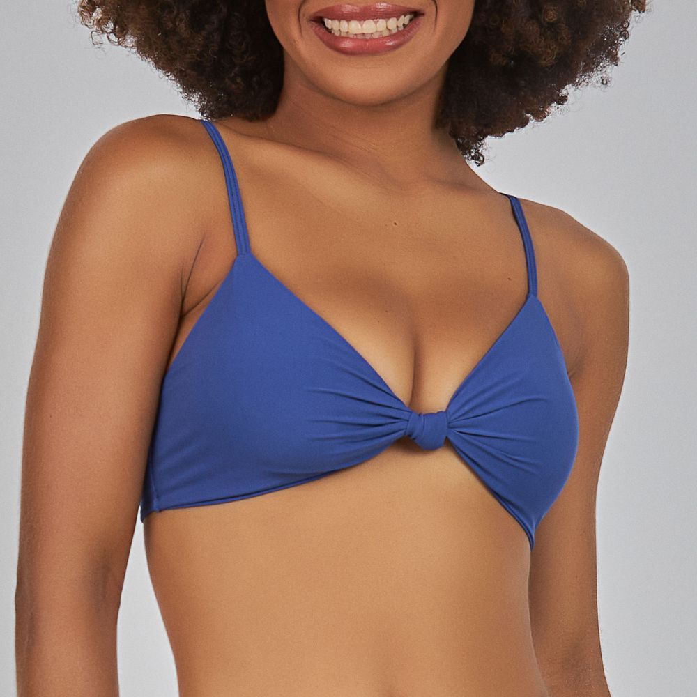 TOP COM NÓ E BOJO REMOVIVEL LISO INDIGO