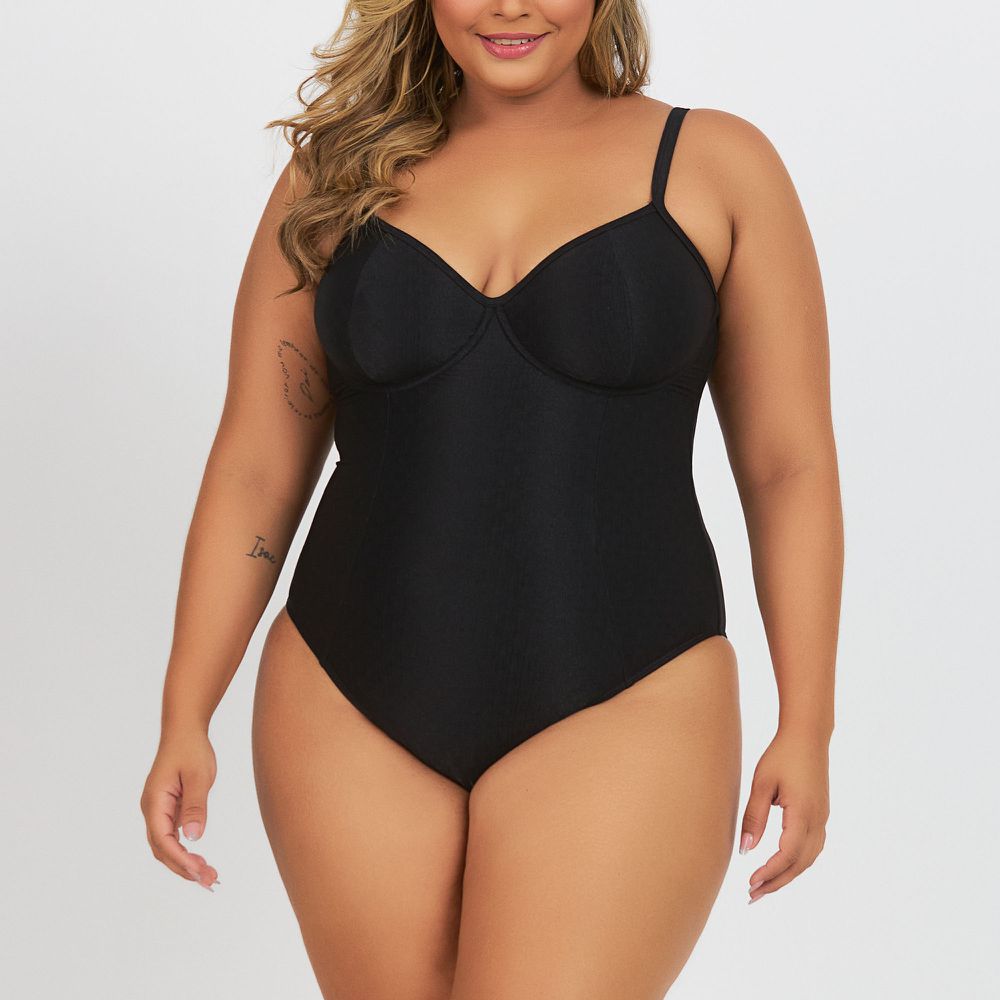 BODY MAIÔ MEIA TAÇA PLUS LISO PRETO