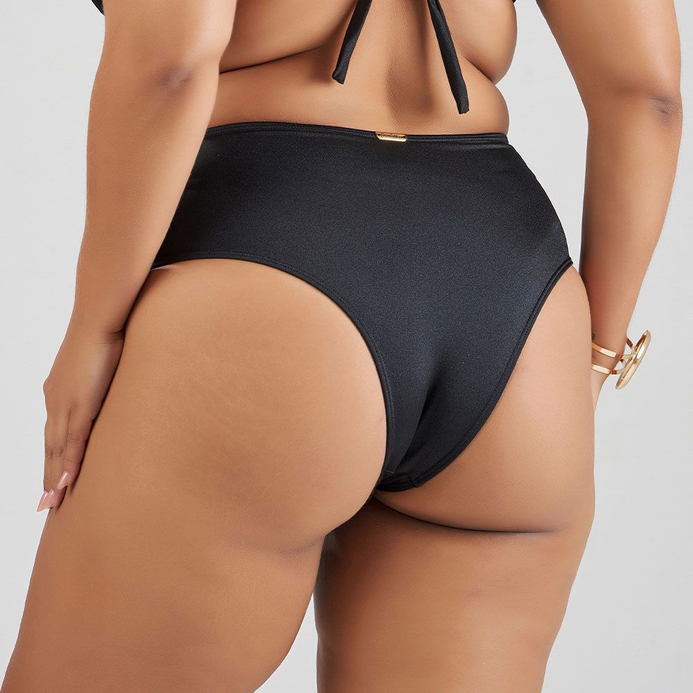 BIQUINI PLUS DRAPEE LISO PRETO