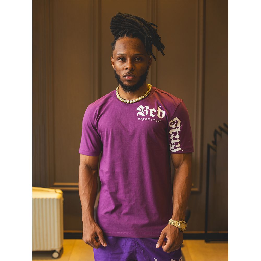 CAMISETA BASICA BED THE POWER ROXO/BRANCO - BED STUY BROOKLYN