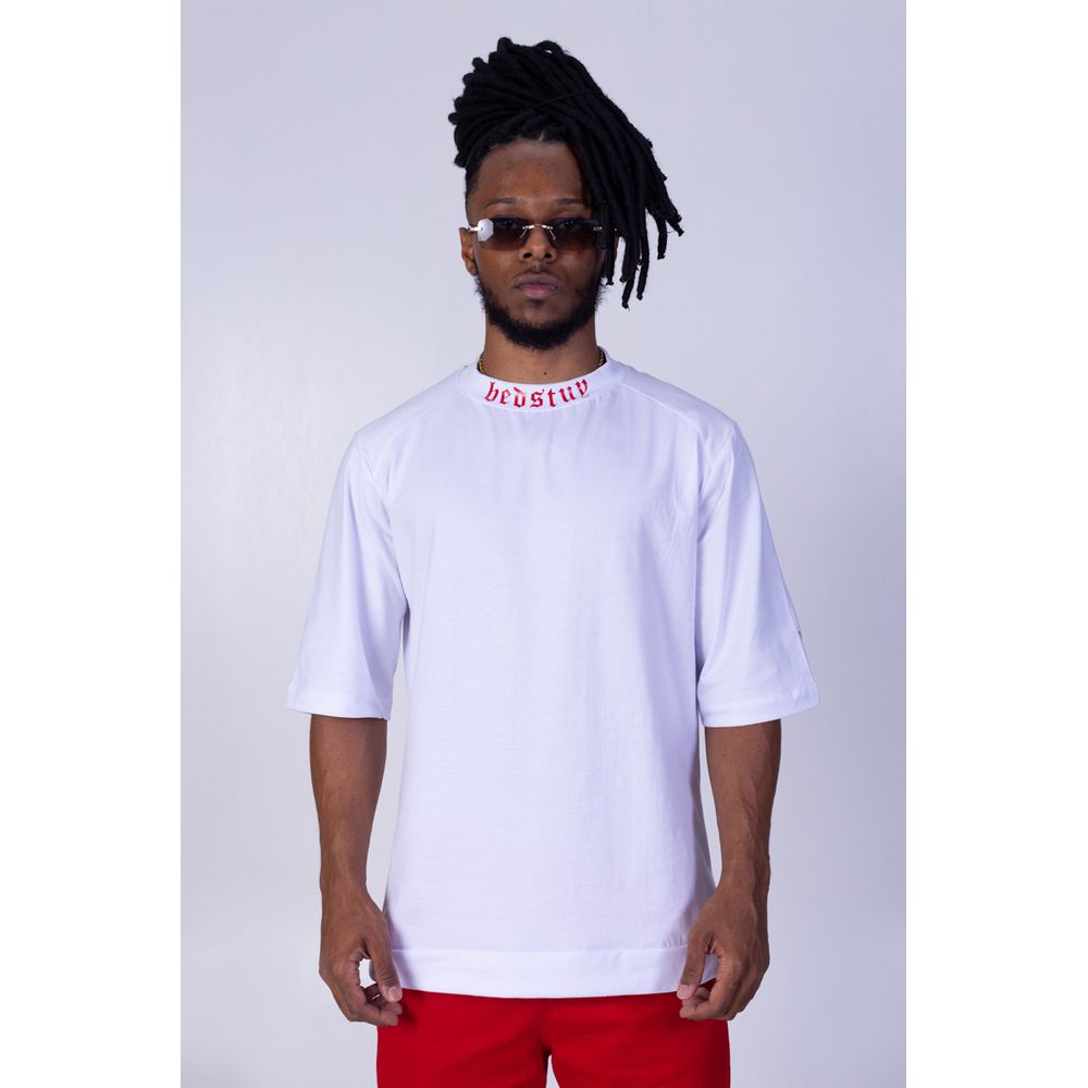 CAMISETA T-SHIRT OVERSIZED Branco/Vermelho - BED STUY BROOKLYN