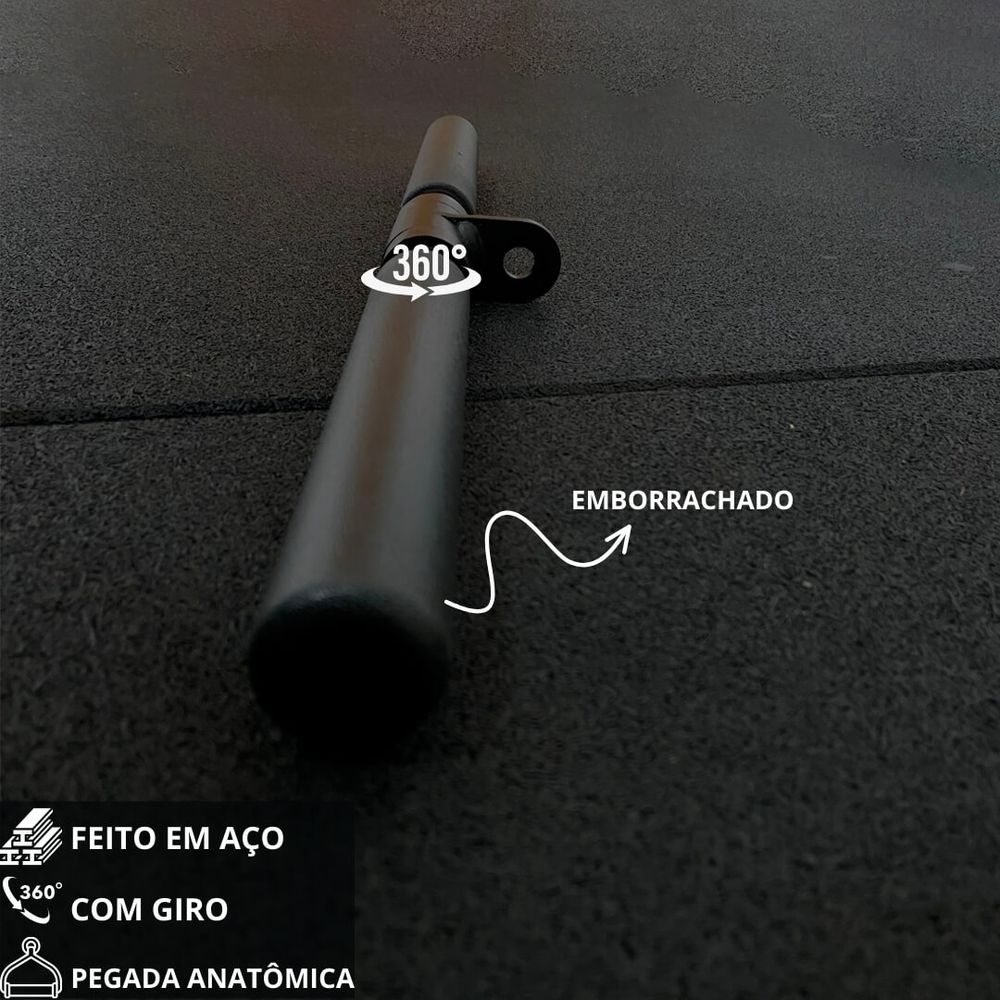 Puxador tríceps pulley barra reta preto com giro 50cm Iniciativa Fitness