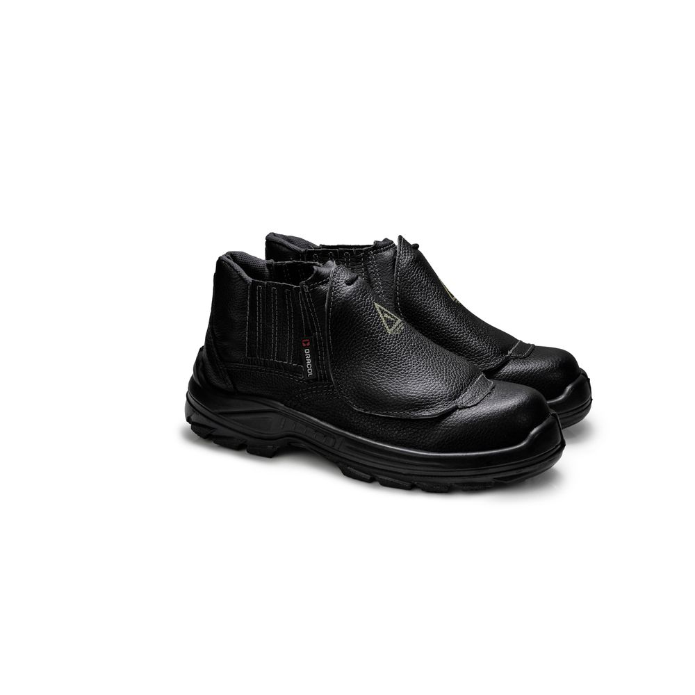 BOTINA STONE PRETA ELASTICO COURO FLOR BICO COMPOSITE PU BIDENSIDADE (PRP)