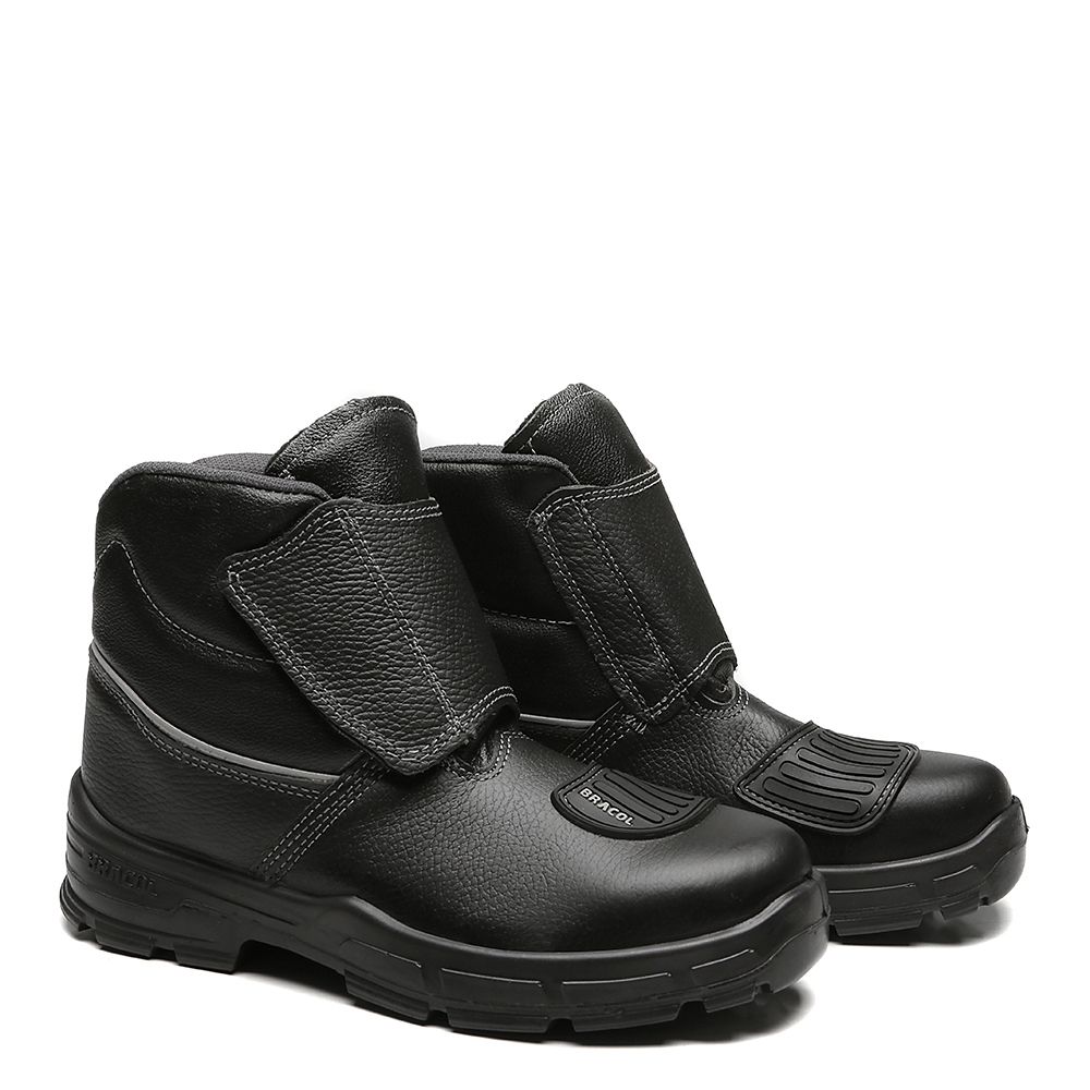 BVEB BOTINA VELCRO COURO HIDROFUGADO PRETA MOTOCICLISTA