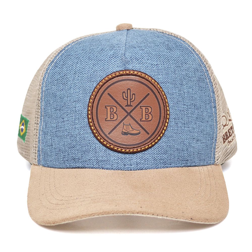 Boné Bretão Boots Agro - Azul/Bege - BRETÃO STORE