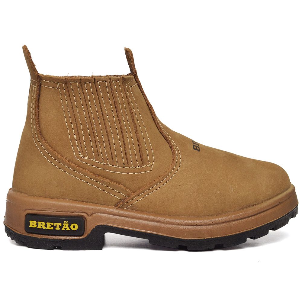 Botina Infantil Agrícola Em Couro Nobuck - Mel - BRETÃO STORE