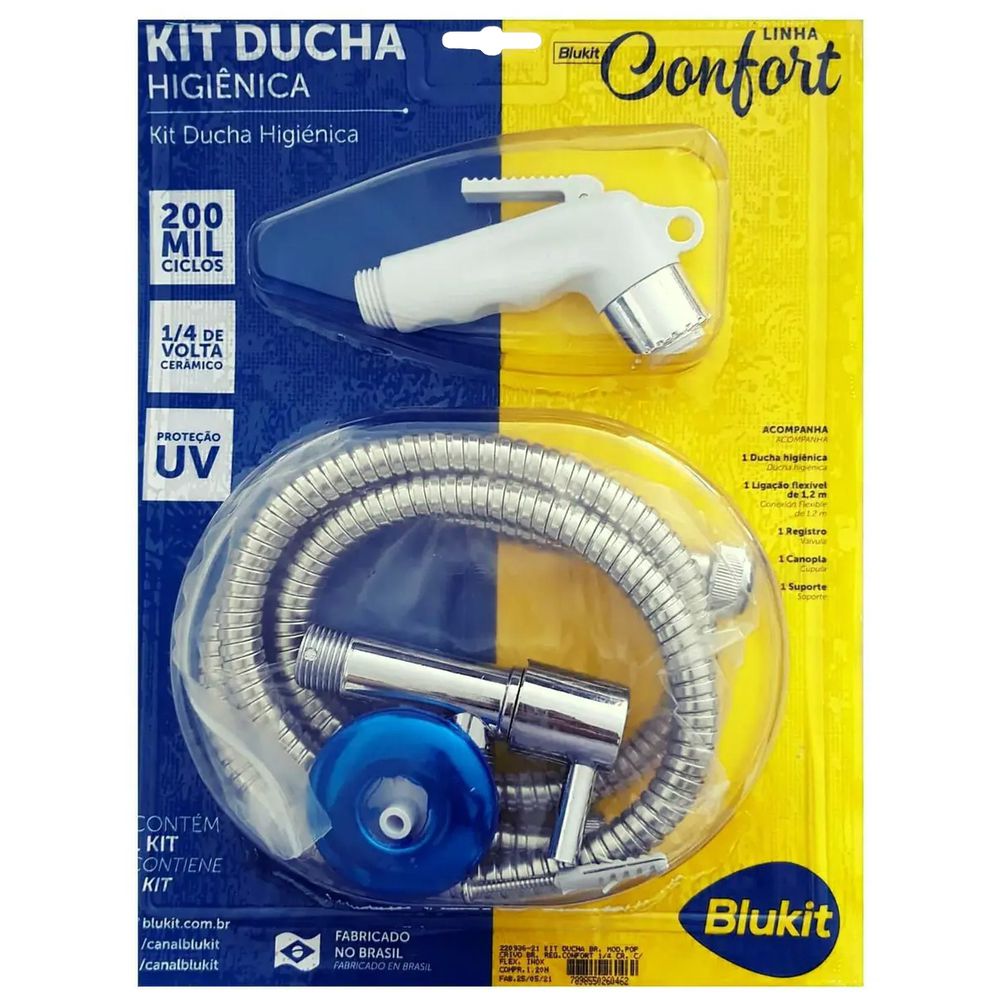 Ducha Higiênica com Registro Branco e Cromado Confort Blukit | Broketto ...