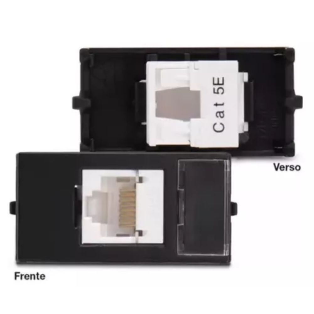 Módulo Tomada Rede RJ45 CAT.5e Preto Fosco Clean Margirius | Broketto ...