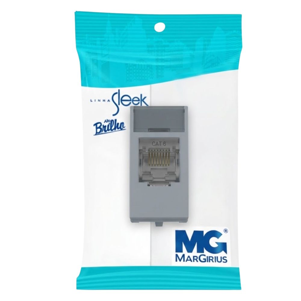Módulo Tomada de Rede RJ45 CAT.5e Cinza Sleek Margirius | Broketto ...