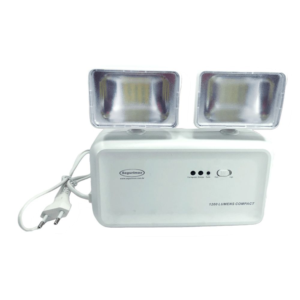 Luminária Led Emergência 2 Faróis 1200 Lúmens Segurimax Broketto