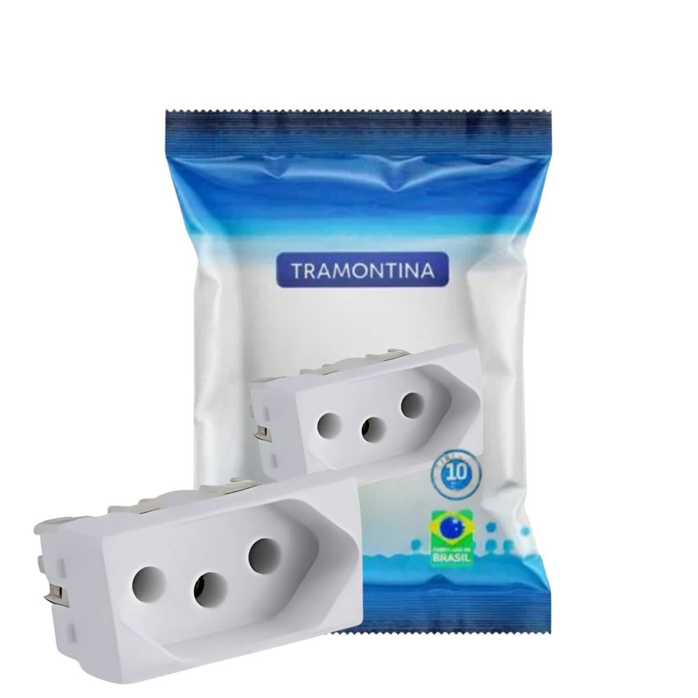 Módulo Tomada 2P+T 10A Branco LIZ - Tramontina | Broketto Materiais ...