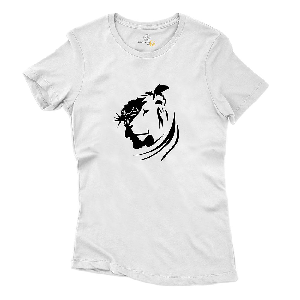 Baby Look Branca Jesus Cristo Leão. - CAMISETAS DA FÉ