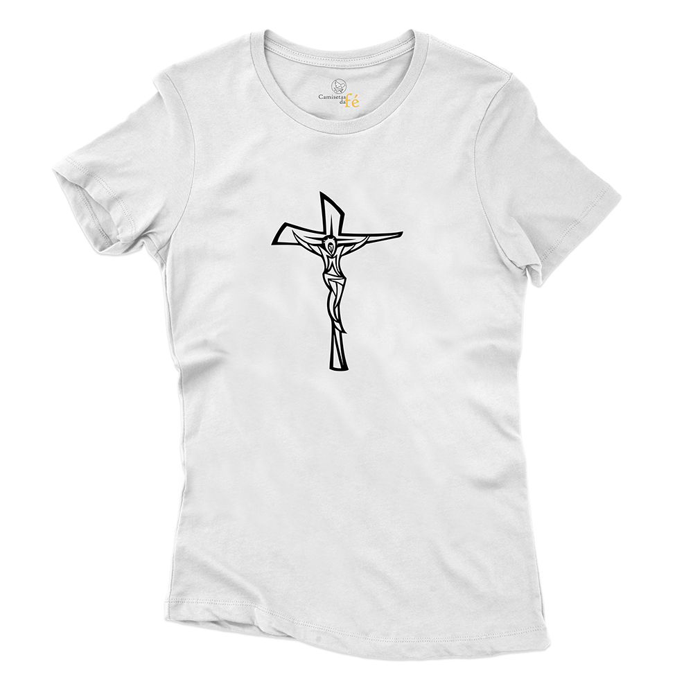 Baby Look Branca Crucifixo. - CAMISETAS DA FÉ