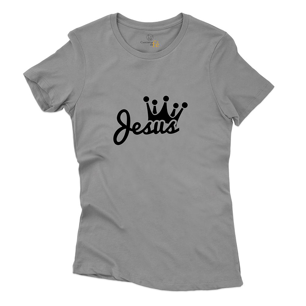 Baby Look Cinza Frases Jesus. - CAMISETAS DA FÉ