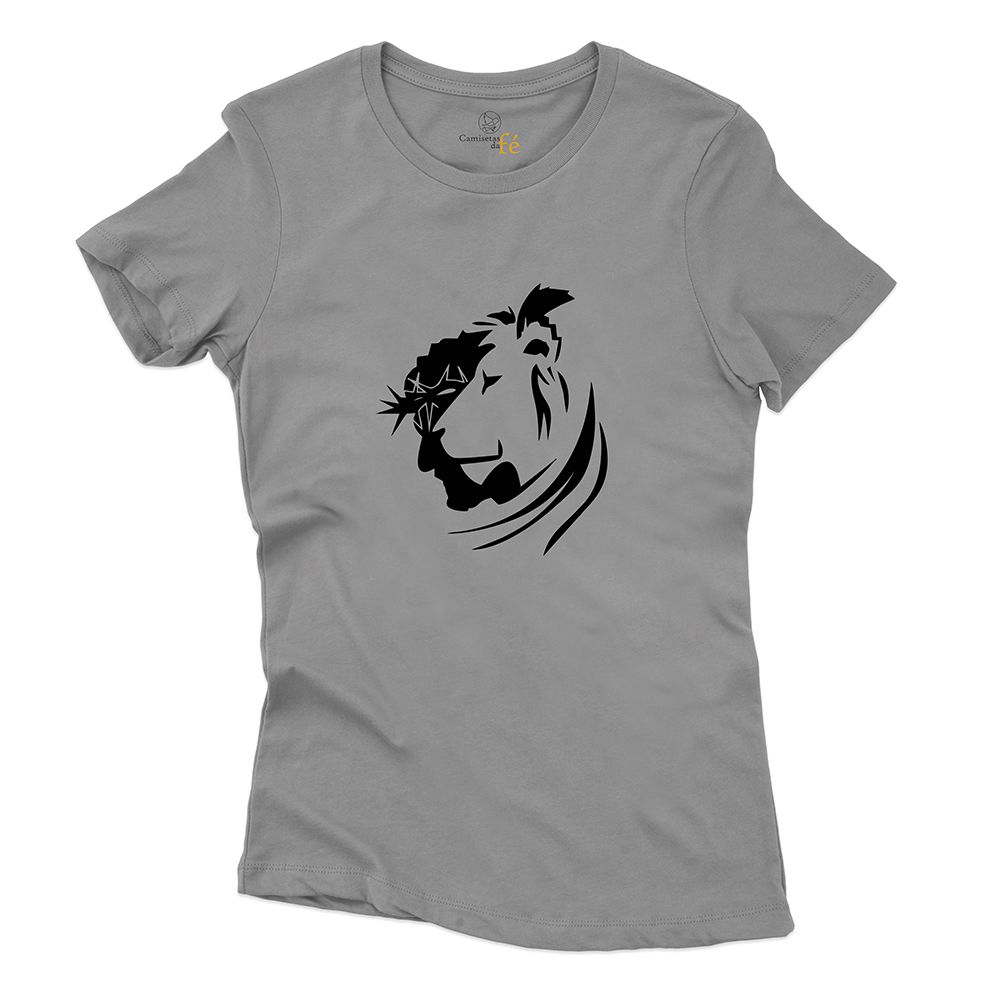 Baby Look Cinza - Cristo Leão. - CAMISETAS DA FÉ
