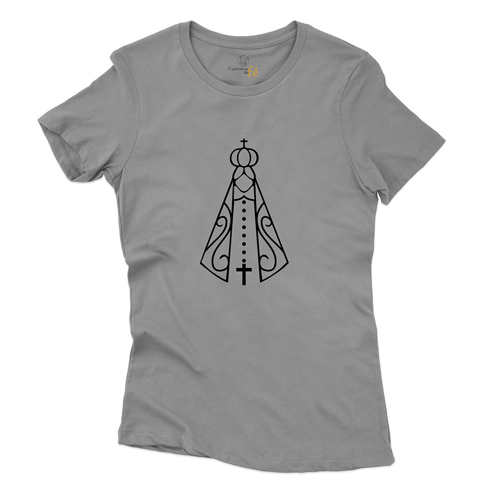 Camiseta Baby Look Cinza - Nossa Senhora. - CAMISETAS DA FÉ