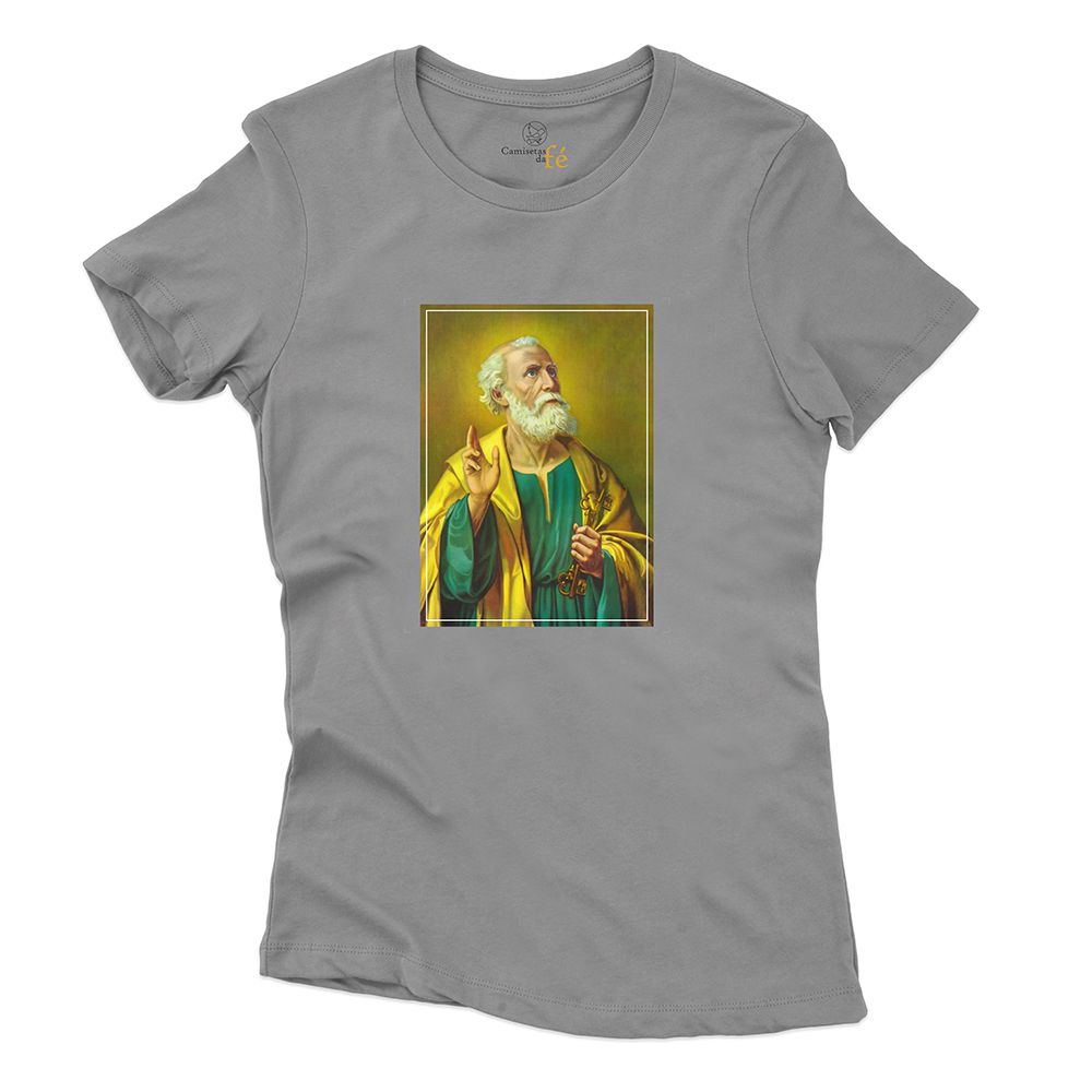 Baby Look Cinza - São Pedro - CAMISETAS DA FÉ