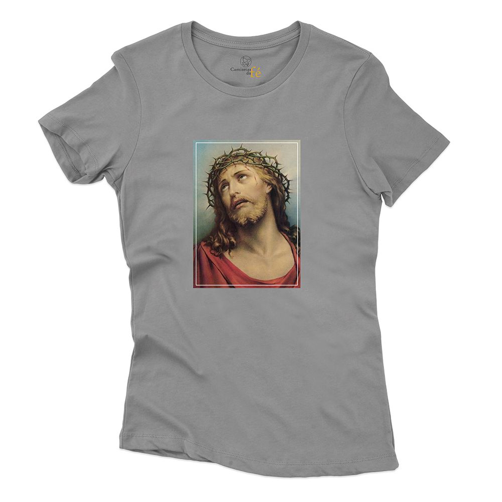 Baby Look Cinza - Jesus Cristo. - CAMISETAS DA FÉ