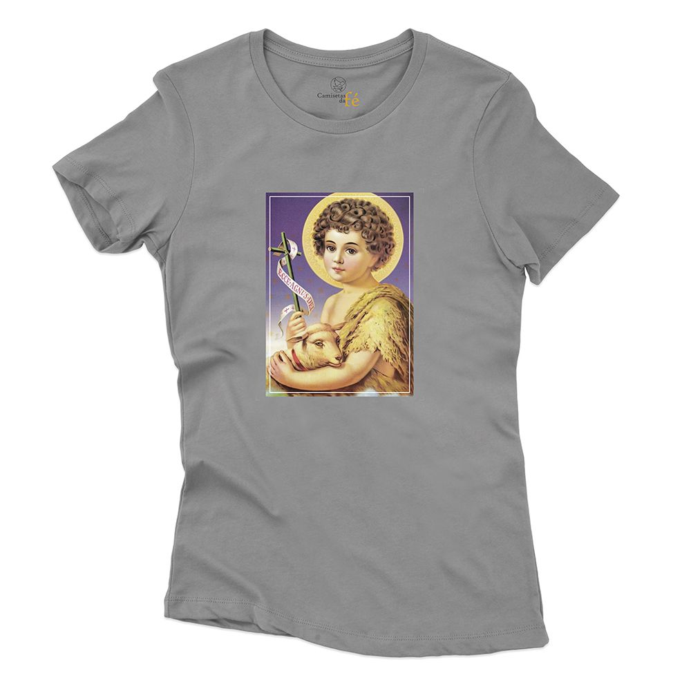 Baby Look Cinza - São Joao Menino. - CAMISETAS DA FÉ