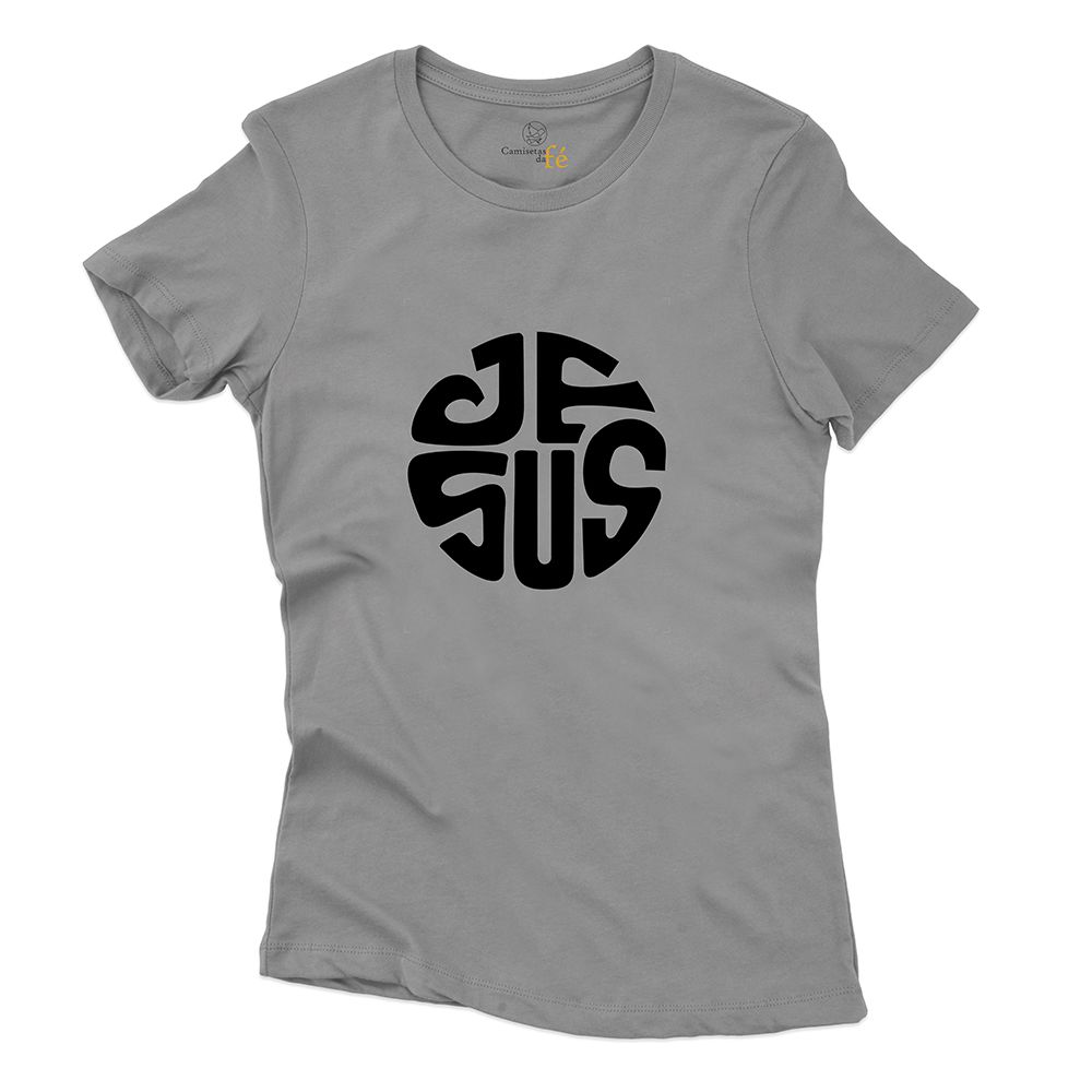 Baby Look Cinza - Jesus. - CAMISETAS DA FÉ
